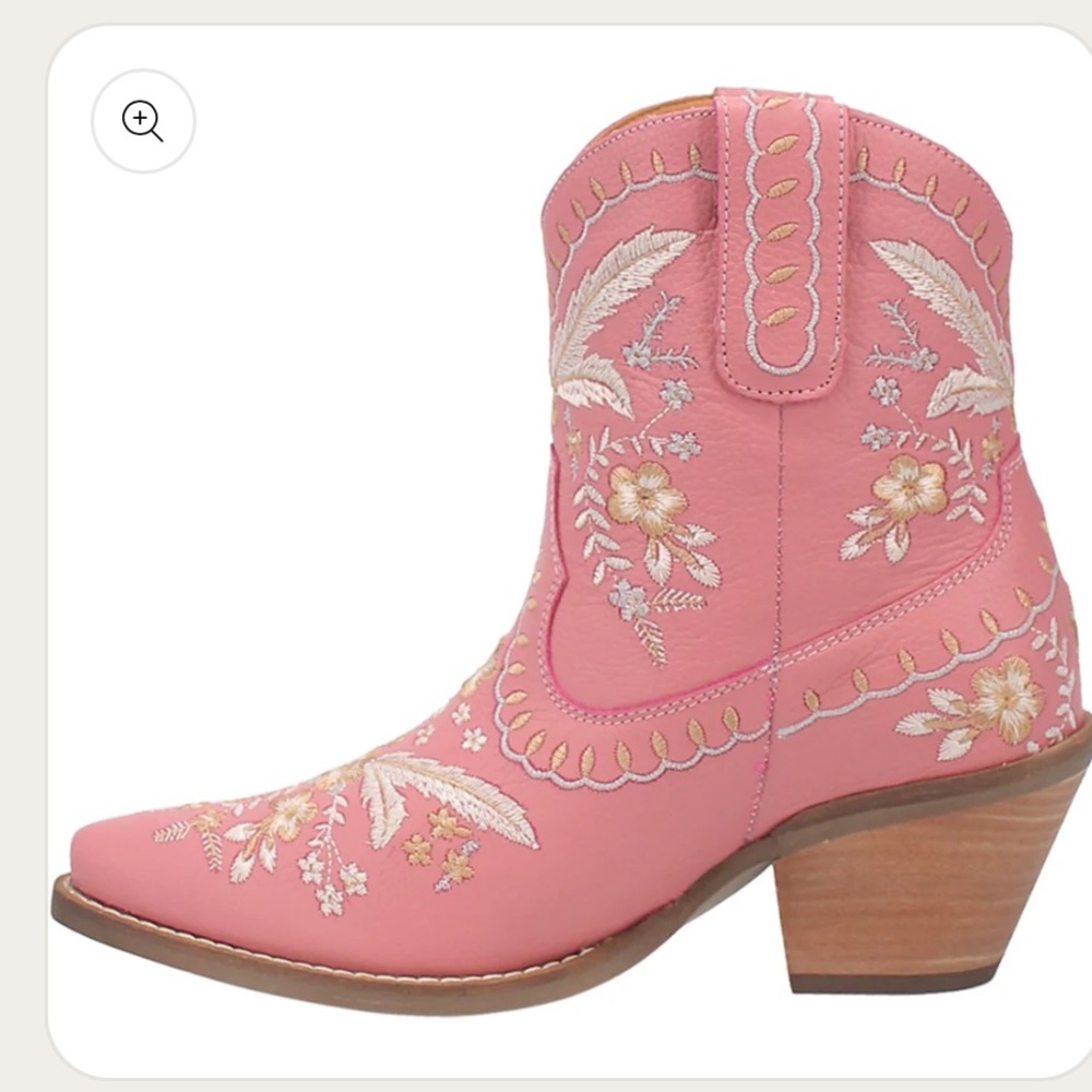 Dingo Women's Floral Embroidered Pink Ankle Boots